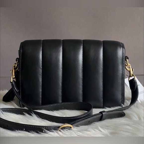 Coach Black Quilted Studio Nappa Leather Shoulder Bag & Cherry Charm - Picture 4 of 11